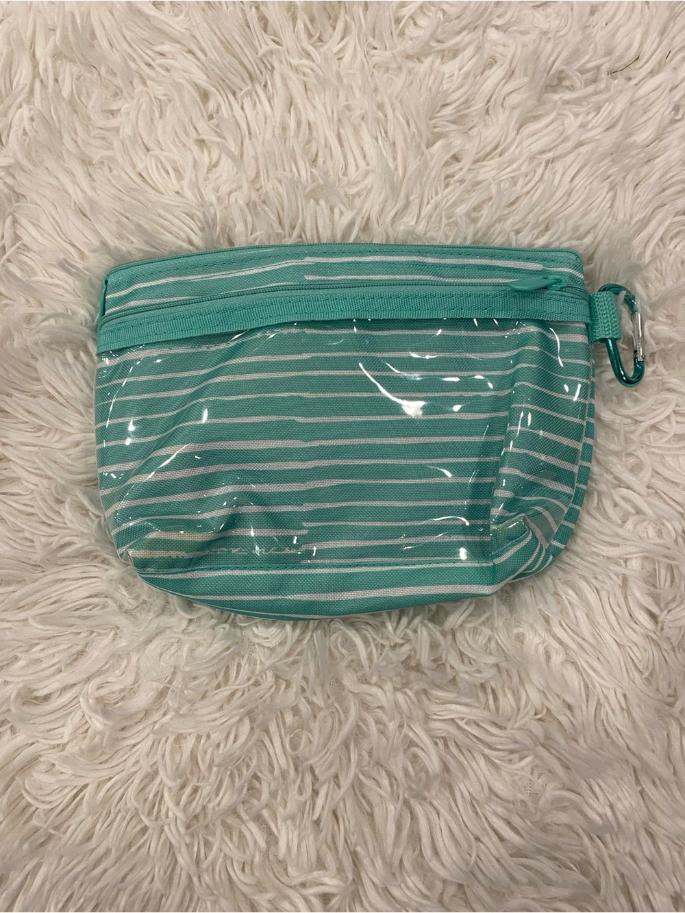 Thirty-One Clear Clip Pouch Miami Stripe